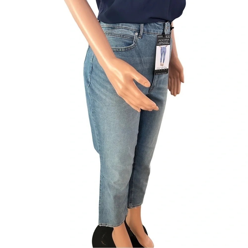 Sofia Jeans Adora Super Hi-Rise Curvy Girlfriend Jeans Light Wash Cropped